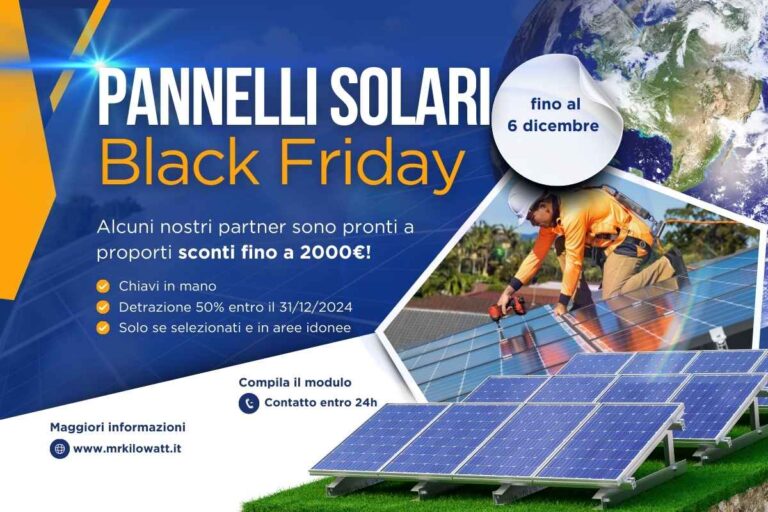 Impianto fotovoltaico completo, offerta black friday del 15 novembre 2024 con pannelli fotovoltaici